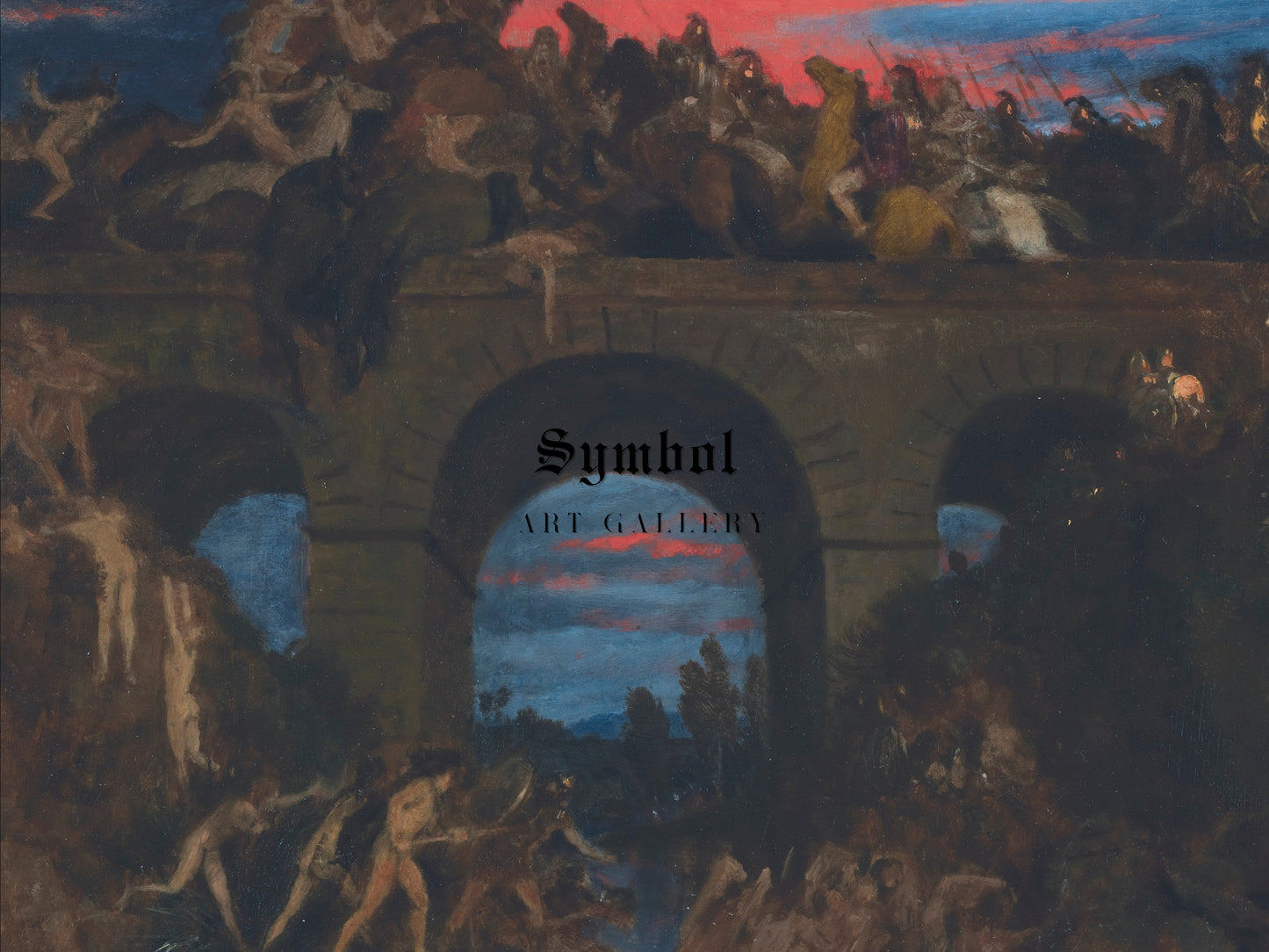 Battle on the Bridge by Arnold Böcklin 1889, Wall Art Print, Fine Art Reproduction, Museum Quality Decor, Poster