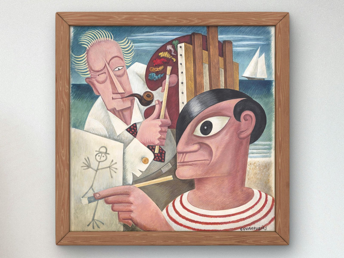 Chandler Christy vs Pablo Picasso by Miguel Covarrubias, 1930, Art Deco caricature fine art print
