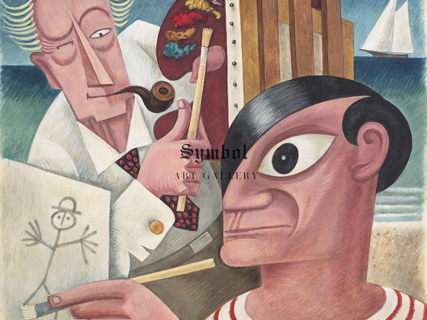 Chandler Christy vs Pablo Picasso by Miguel Covarrubias, 1930, Art Deco caricature fine art print