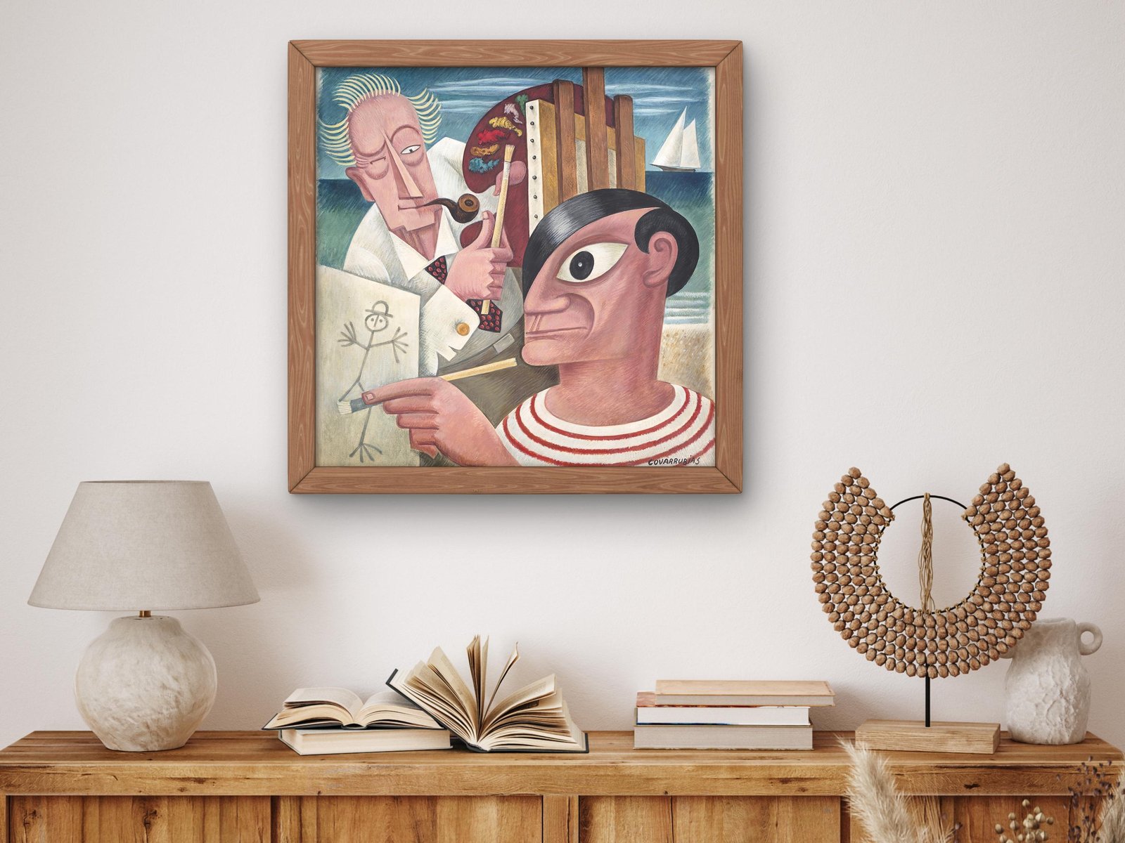 Chandler Christy vs Pablo Picasso by Miguel Covarrubias, 1930, Art Deco caricature fine art print