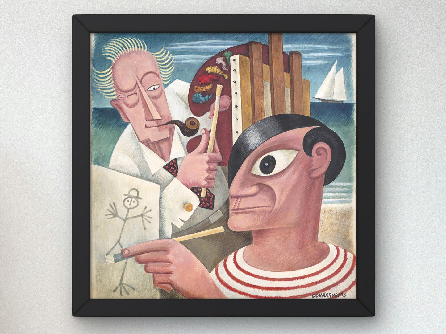 Chandler Christy vs Pablo Picasso by Miguel Covarrubias, 1930, Art Deco caricature fine art print