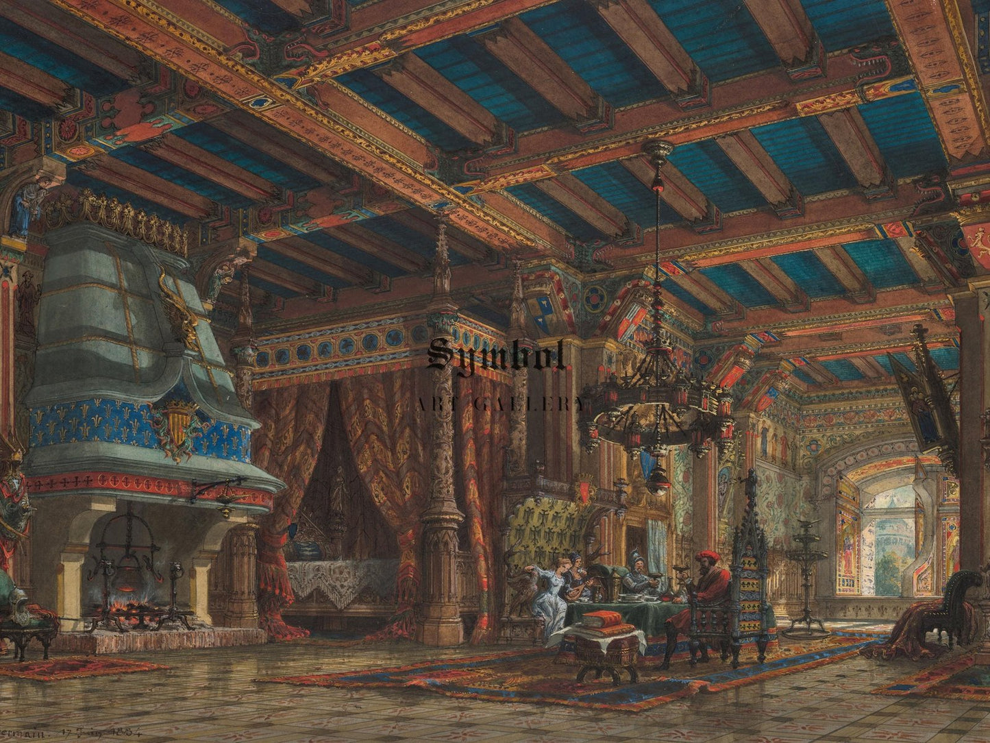 Chateau Interior by V Germain, 1834, Rococo and Neoclassicism, fine art print