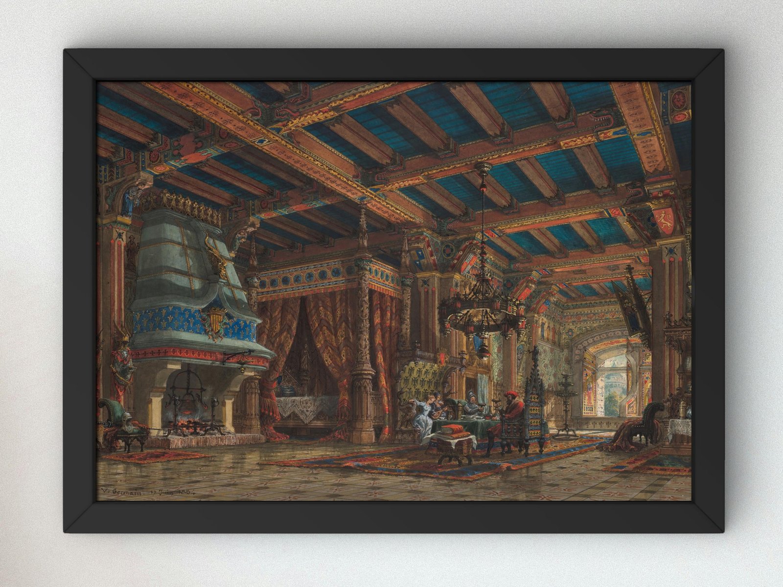 Chateau Interior by V Germain, 1834, Rococo and Neoclassicism, fine art print