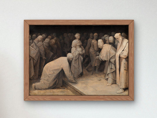 Christ and the Woman taken in Adultery by Pieter Brueghel the Elder, 1565, Renaissance, fine art print