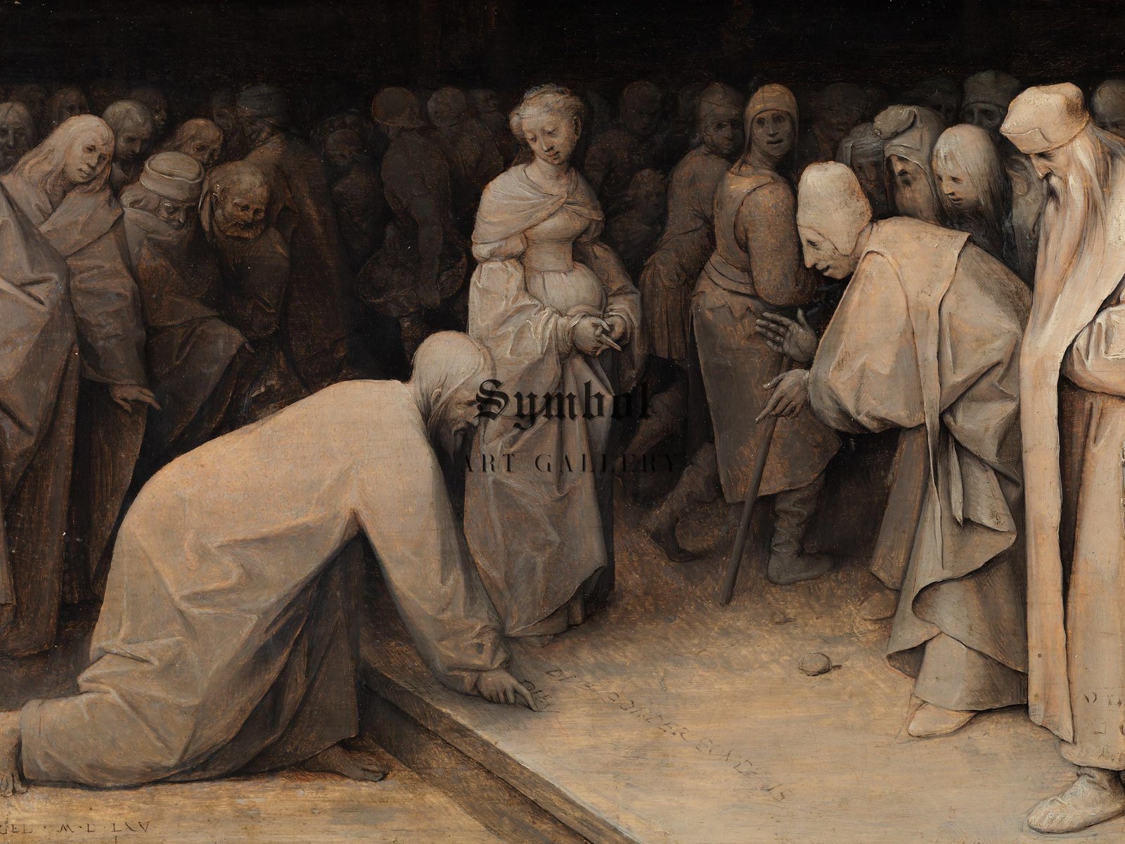 Christ and the Woman taken in Adultery by Pieter Brueghel the Elder, 1565, Renaissance, fine art print