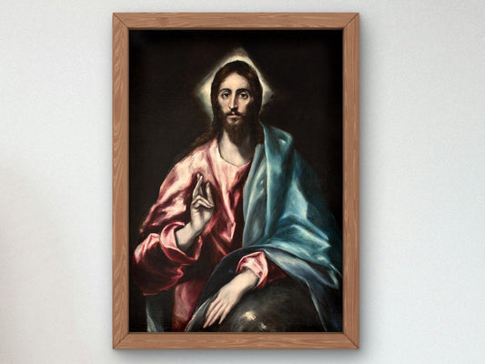 Christ as Saviour by El Greco, 1610, Baroque and Chiaroscuro, fine art print