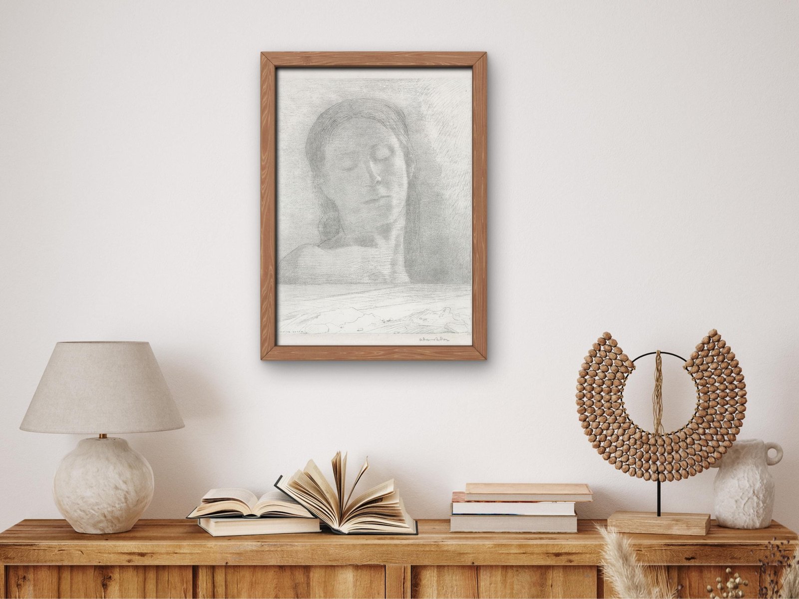 Closed Eyes by Odilon Redon, 1890, Symbolism, fine art print