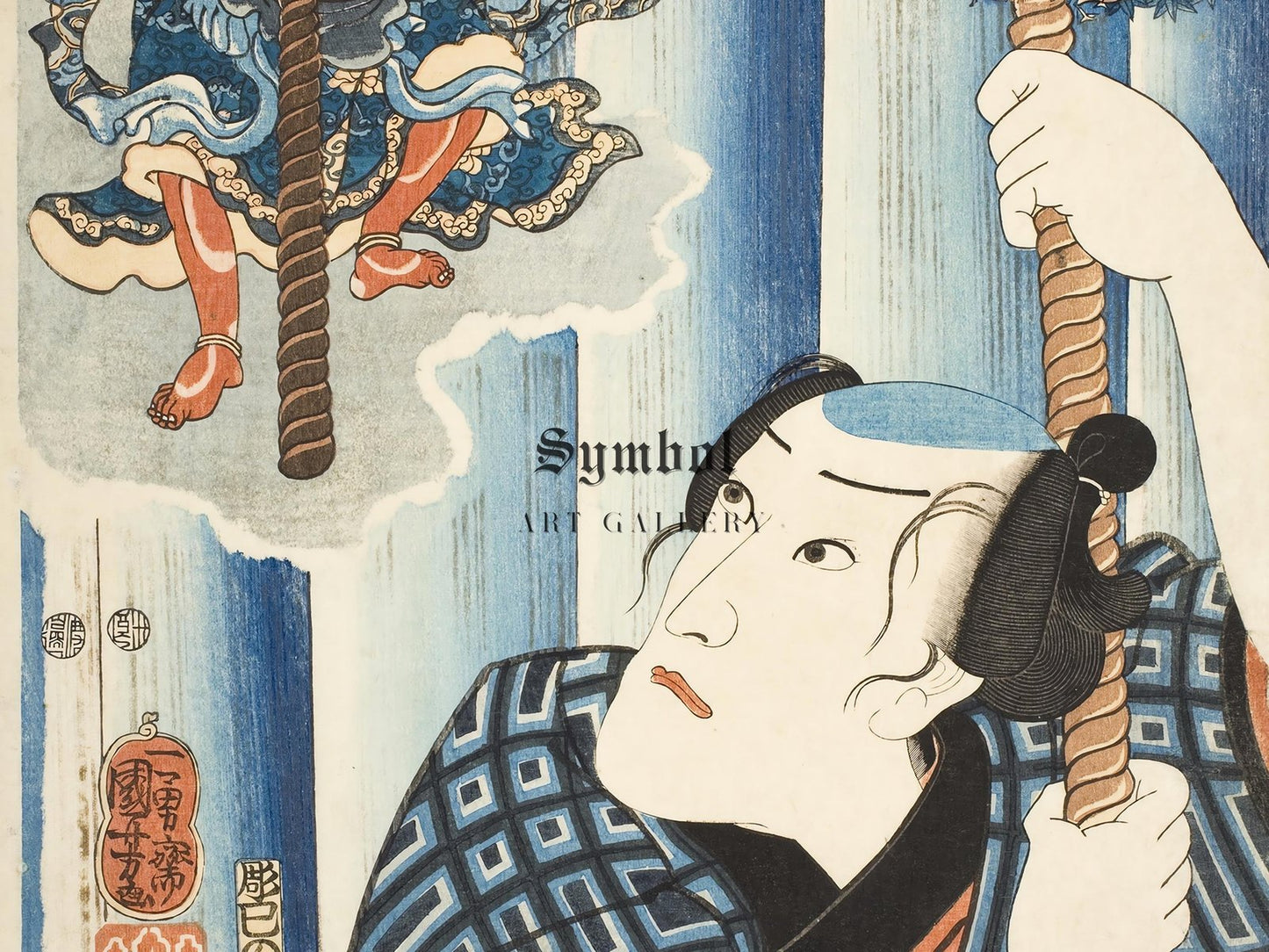 Cockerel Tsuna Goro by Utagawa Kuniyoshi, 1852, Japanese Woodblock Prints, fine art print