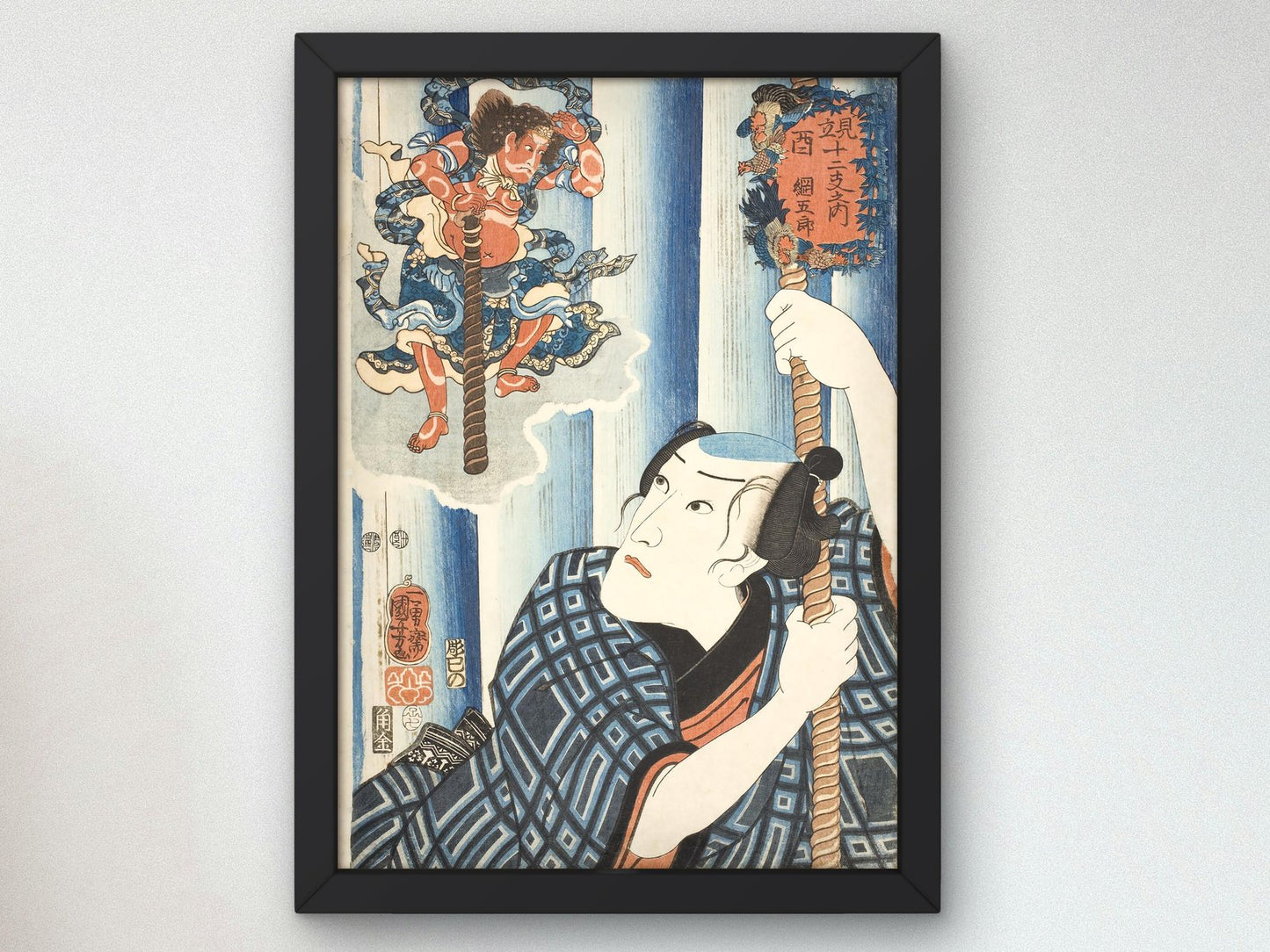 Cockerel Tsuna Goro by Utagawa Kuniyoshi, 1852, Japanese Woodblock Prints, fine art print