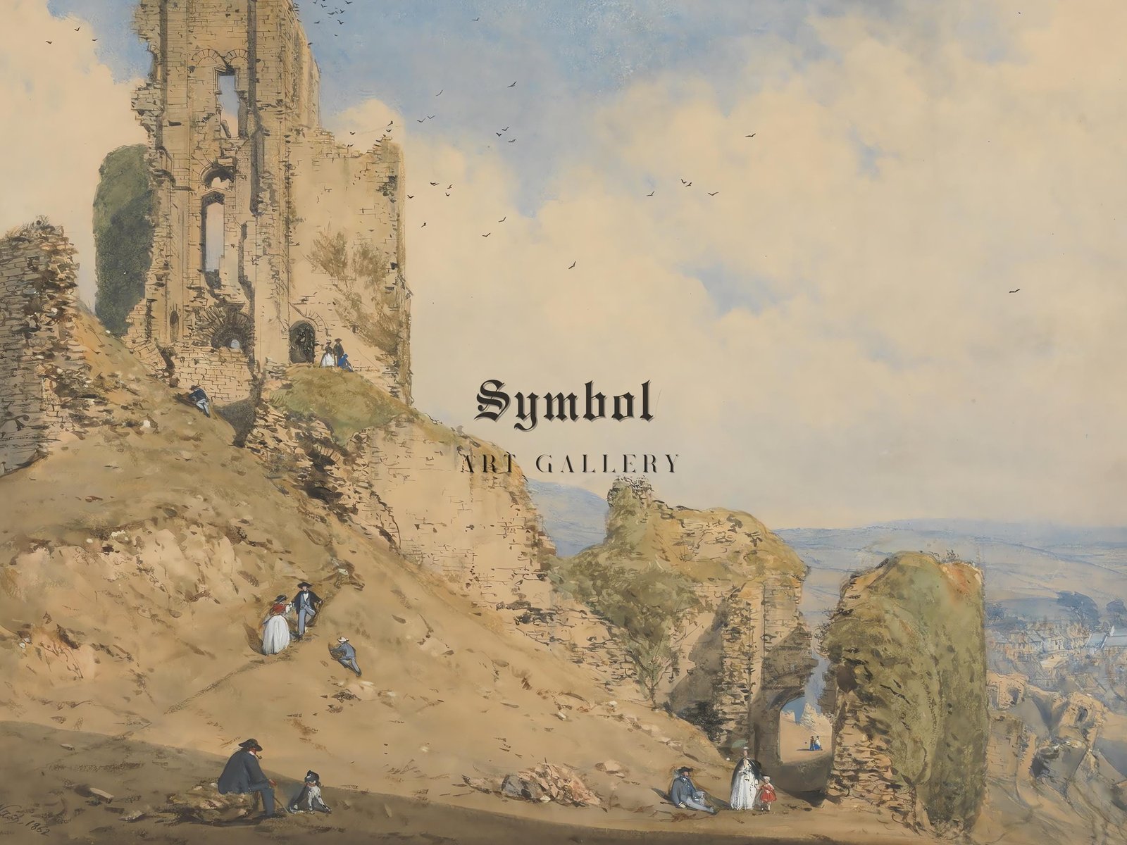Corfe Castle Dorset by Joseph Nash, 1862, Romanticism and Classical Landscapes, fine art print