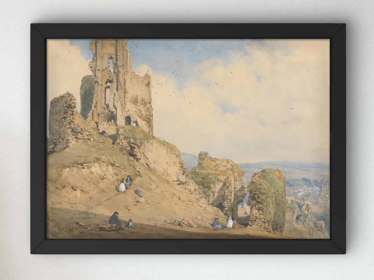 Corfe Castle Dorset by Joseph Nash, 1862, Romanticism and Classical Landscapes, fine art print