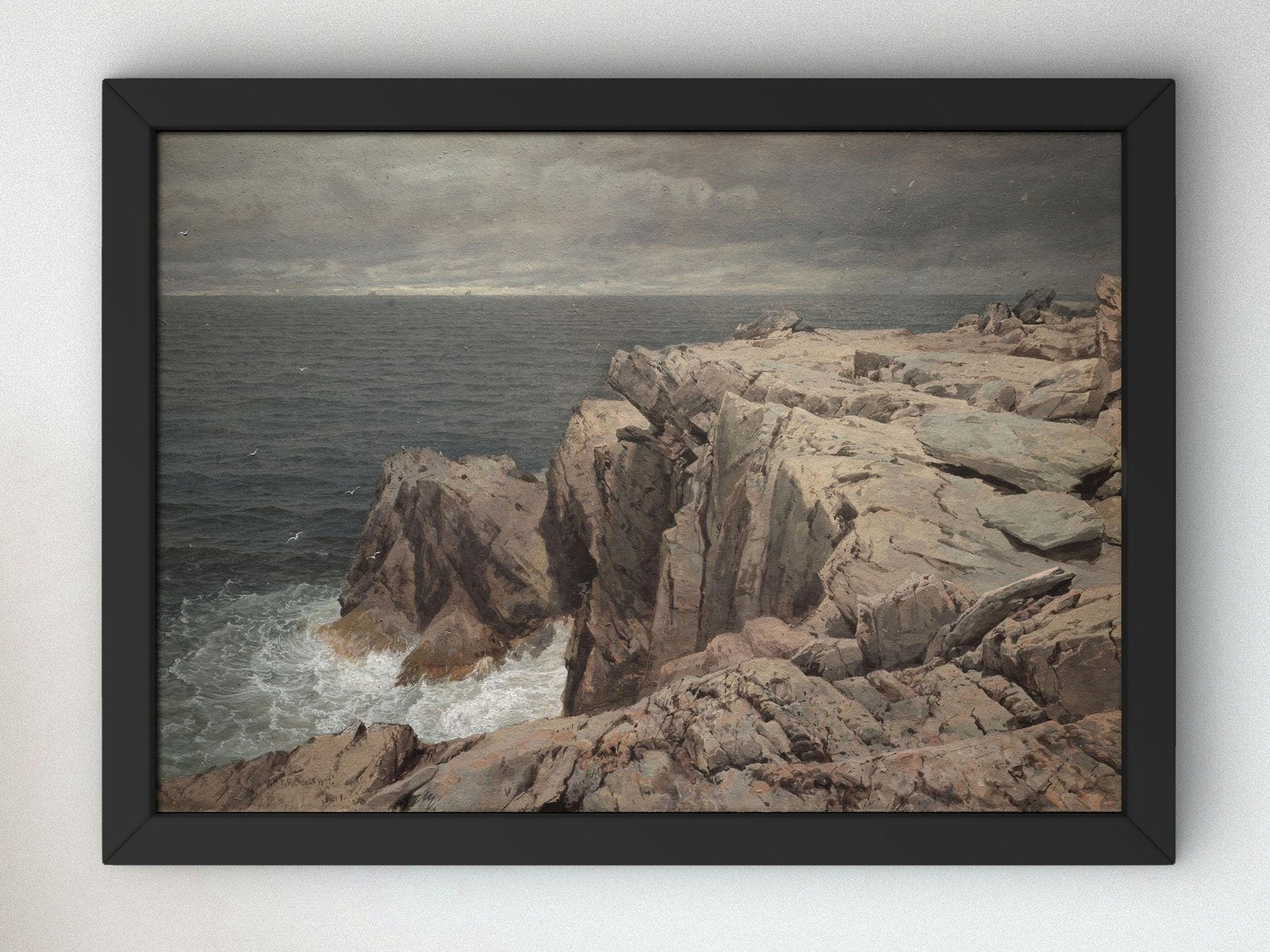 Cormorant Cliff Jamestown Rhode Island by William Trost Richards, 1877, Seascape and Maritime Art, fine art print
