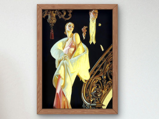 Couple Descending a Staircase by Joseph Christian Leyendecker, 1925, Art Deco and American Modernism, fine art print