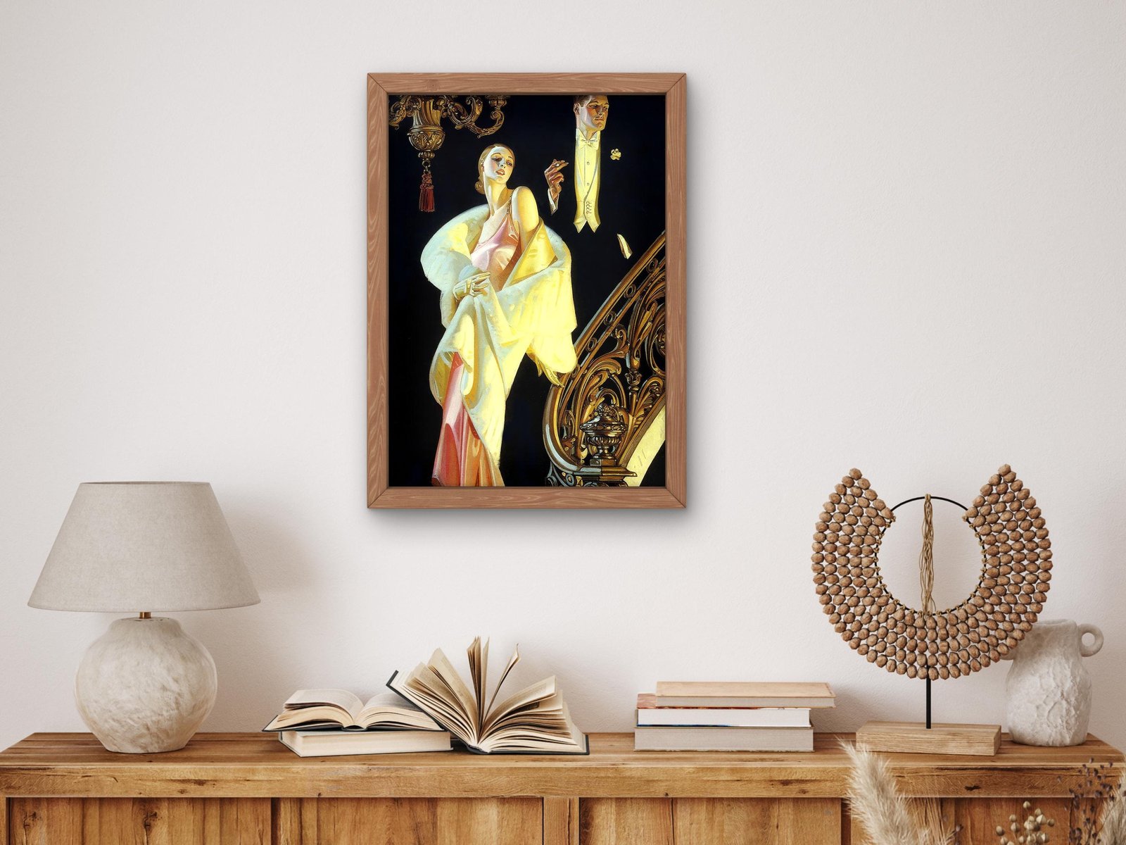 Couple Descending a Staircase by Joseph Christian Leyendecker, 1925, Art Deco and American Modernism, fine art print