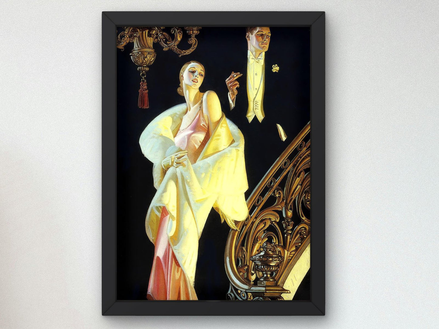 Couple Descending a Staircase by Joseph Christian Leyendecker, 1925, Art Deco and American Modernism, fine art print