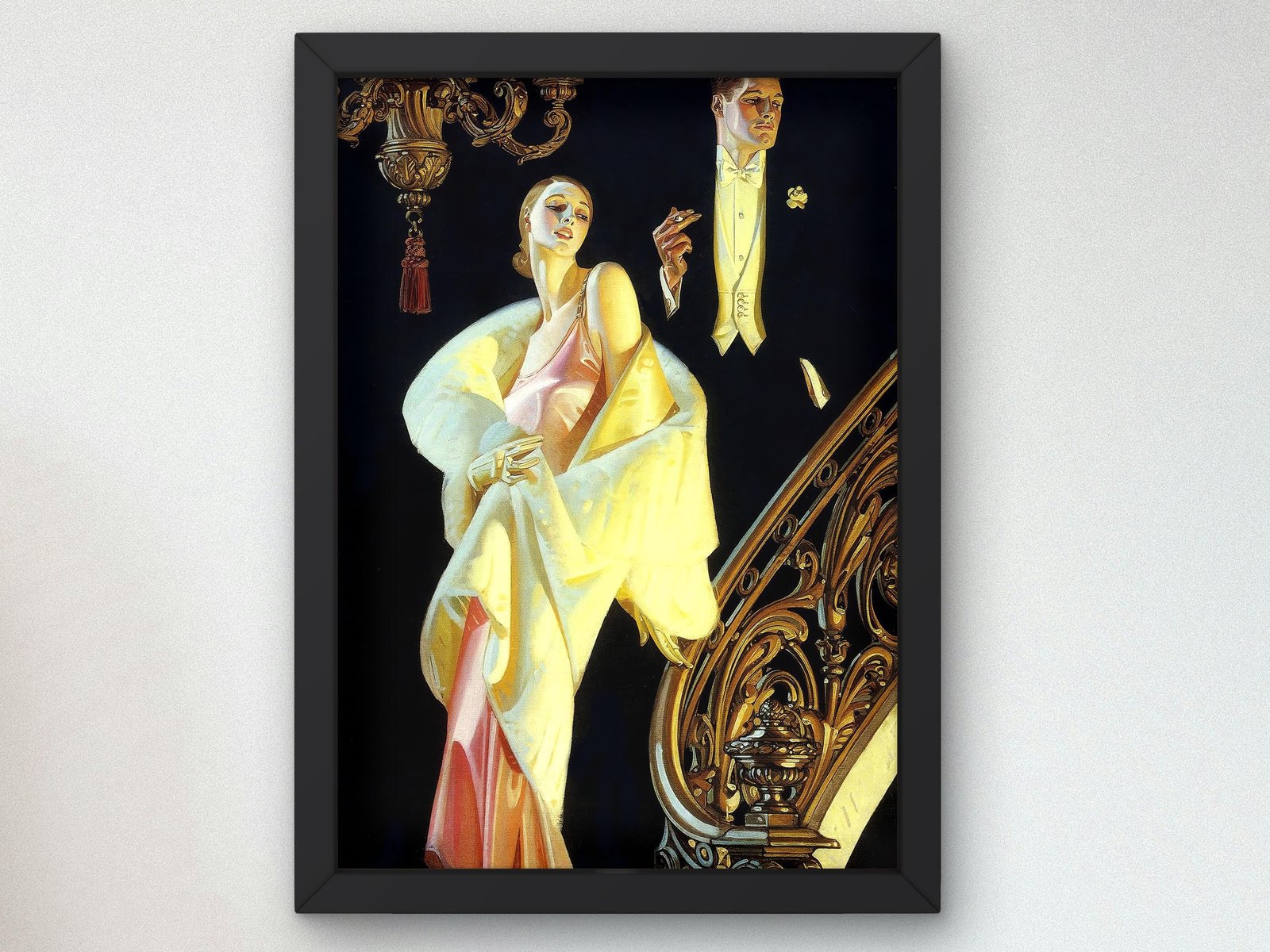 Couple Descending a Staircase by Joseph Christian Leyendecker, 1925, Art Deco and American Modernism, fine art print
