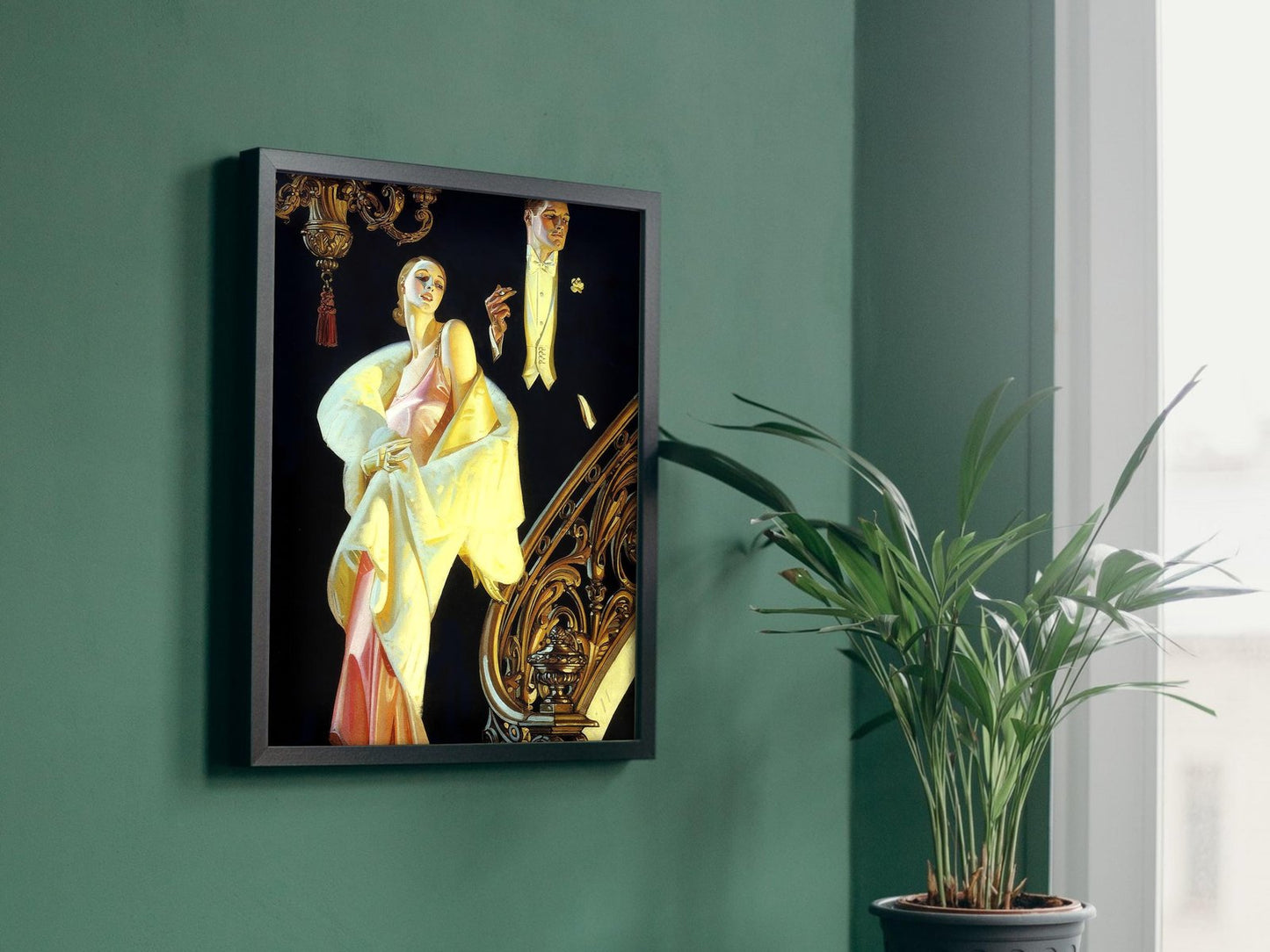 Couple Descending a Staircase by Joseph Christian Leyendecker, 1925, Art Deco and American Modernism, fine art print