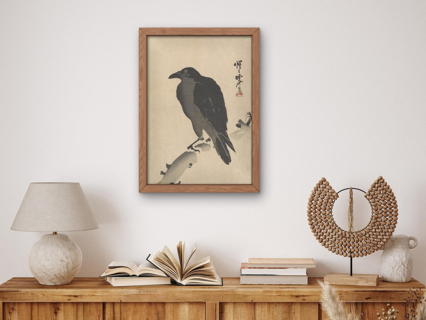 Crow on a Branch by Kawanabe Kyōsai, 1881, Japanese Woodblock Prints, fine art print