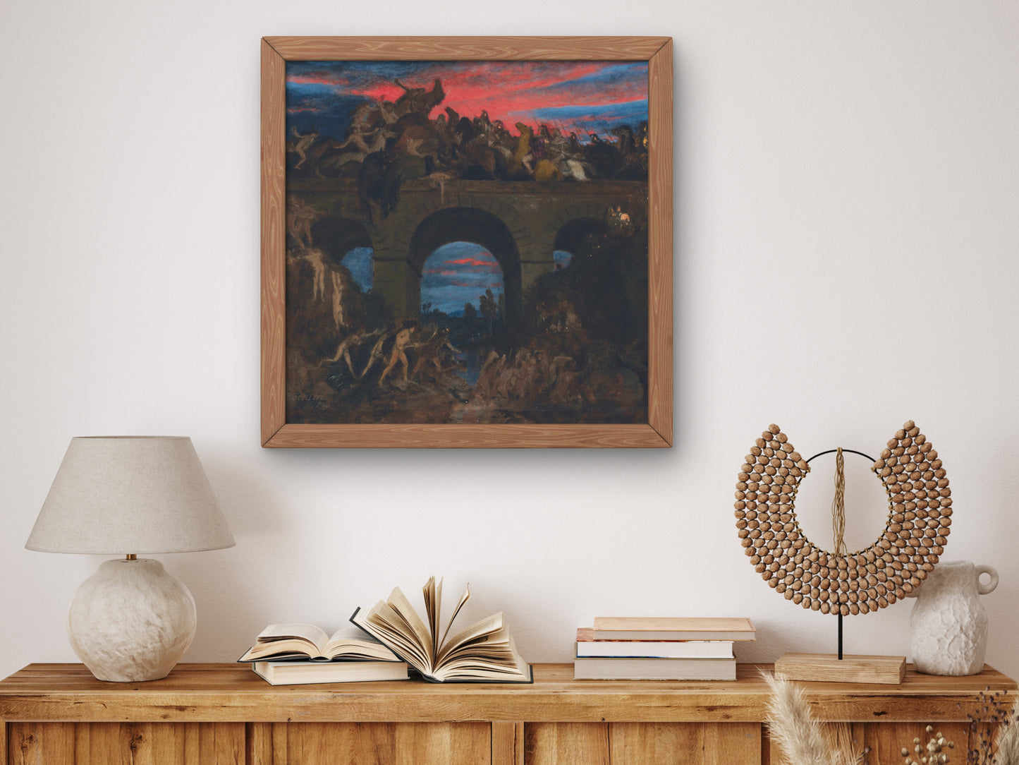 Battle on the Bridge by Arnold Böcklin 1889, Wall Art Print, Fine Art Reproduction, Museum Quality Decor, Poster
