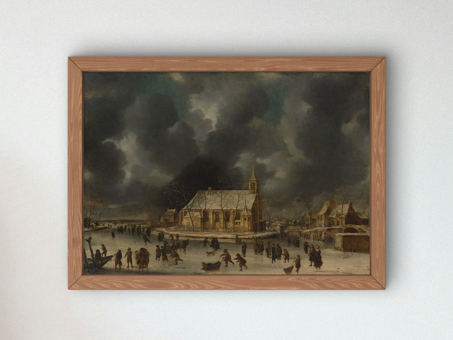 Skating at Sloten Near Amsterdam by Johannes Abrahamsz Beerstraten 1650, Wall Art Print, Fine Art Reproduction, Museum Quality Decor, Poster