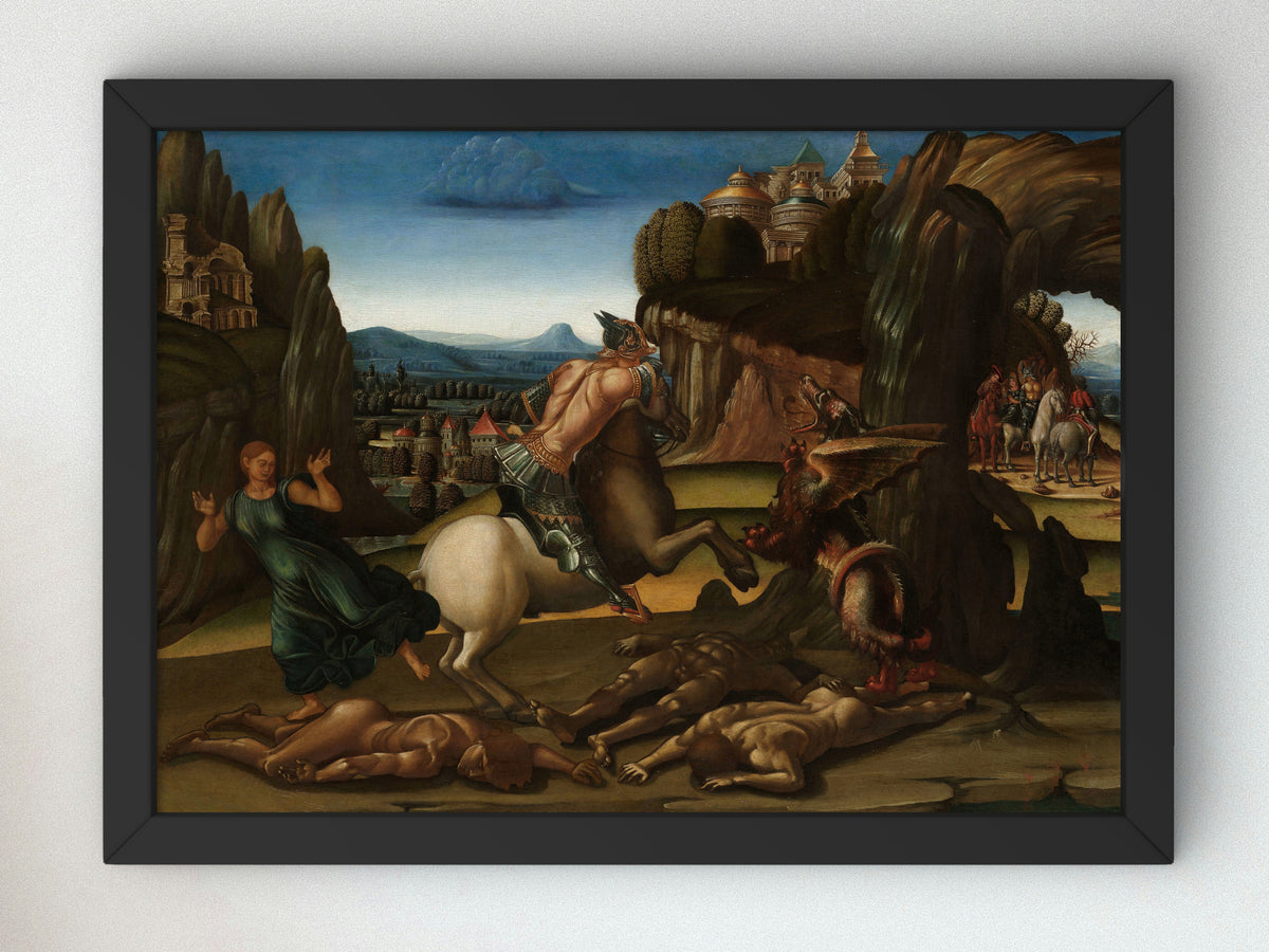 Saint George and the Dragon by Luca Signorelli 1495, Wall Art Print, Fine Art Reproduction, Museum Quality Decor, Poster