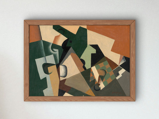 Glass and Checkerboard by Juan Gris, Wall Art Print, Fine Art Reproduction, Museum Quality Decor, Poster