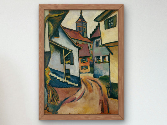 Street with Church in Kandern by August Macke 1911, Wall Art Print, Fine Art Reproduction, Museum Quality Decor, Poster