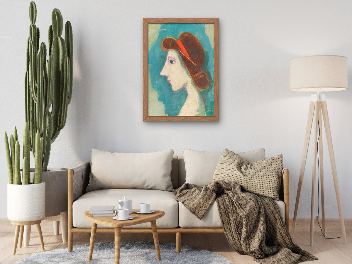 Girl's Head by Karl Hofer 1947, Wall Art Print, Fine Art Reproduction, Museum Quality Decor, Poster