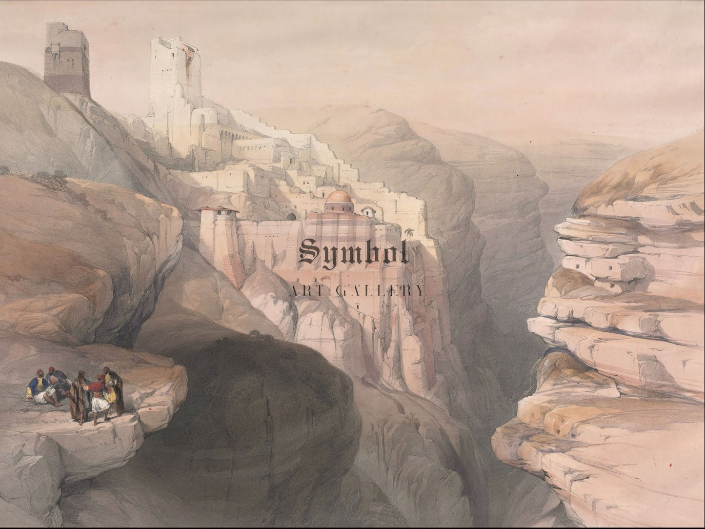 Convent of St. Saba by David Roberts 1839, Wall Art Print, Fine Art Reproduction, Museum Quality Decor, Poster