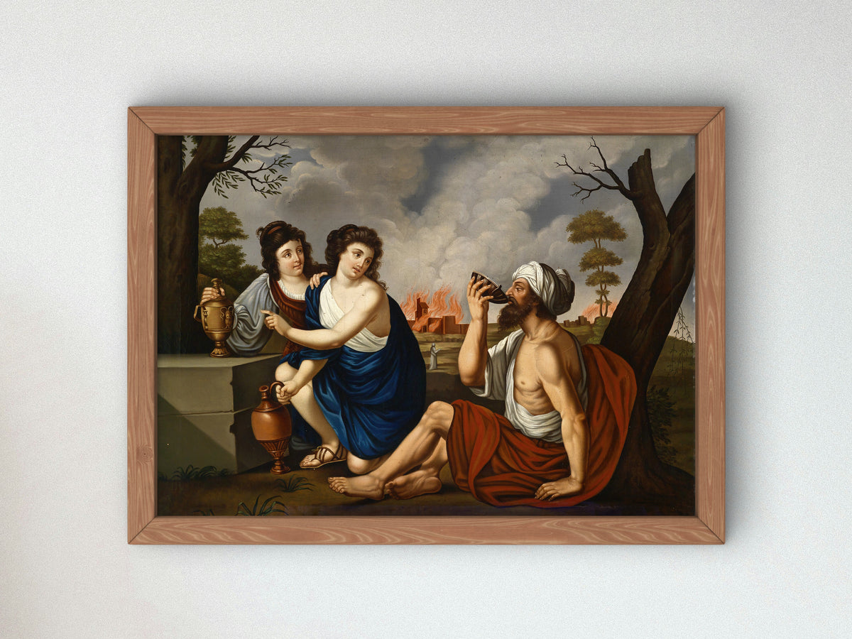 Lot and His Daughters by Josef Worlicek, Wall Art Print, Fine Art Reproduction, Museum Quality Decor, Poster