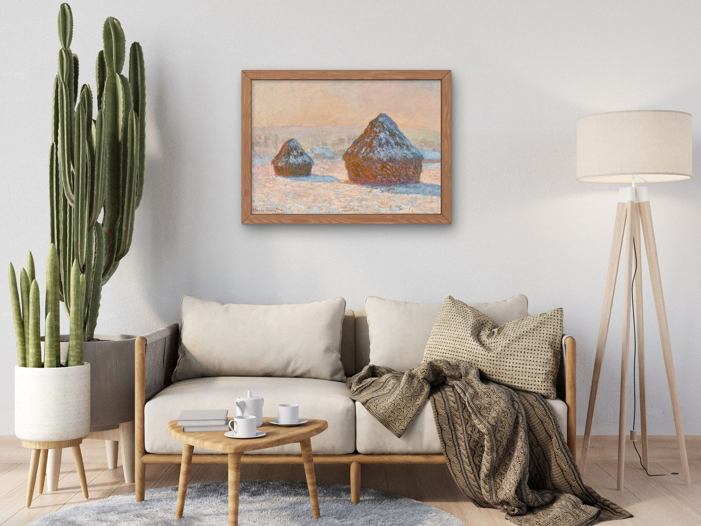 Wheatstacks Snow Effect Morning by Claude Monet 1891, Wall Art Print, Fine Art Reproduction, Museum Quality Decor, Poster