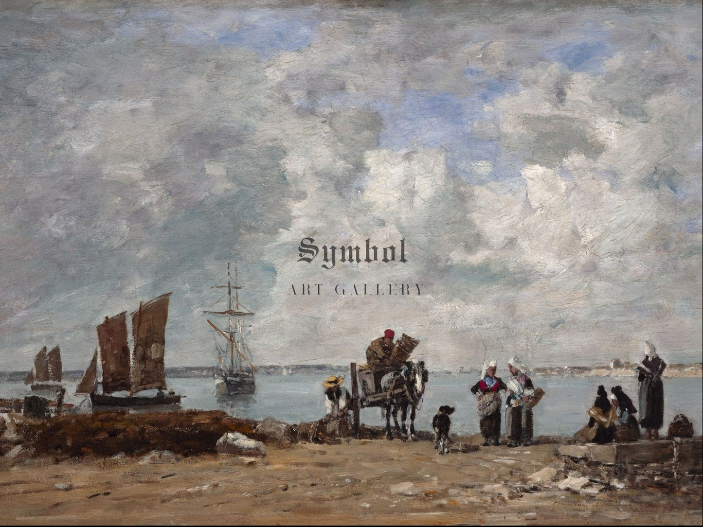 Fishermen's Wives at the Seaside by Eugène Boudin 1872, Wall Art Print, Fine Art Reproduction, Museum Quality Decor, Poster