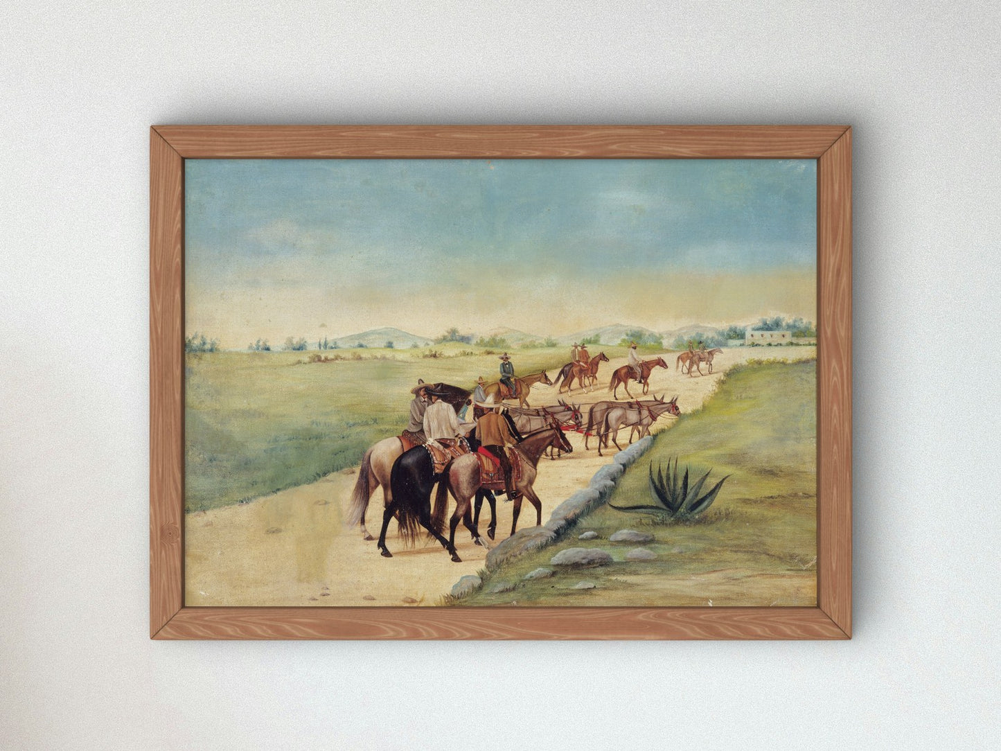 Jinetes y coche con tiro de cuatro mulas by Ernesto Icaza 1918, Wall Art Print, Fine Art Reproduction, Museum Quality Decor, Poster