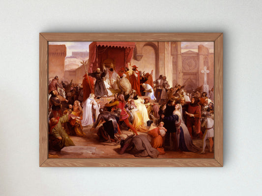 Pope Urban II Preaching the First Crusade in the Square of Clermont by Francesco Hayez 1835, Wall Art Print, Fine Art Reproduction
