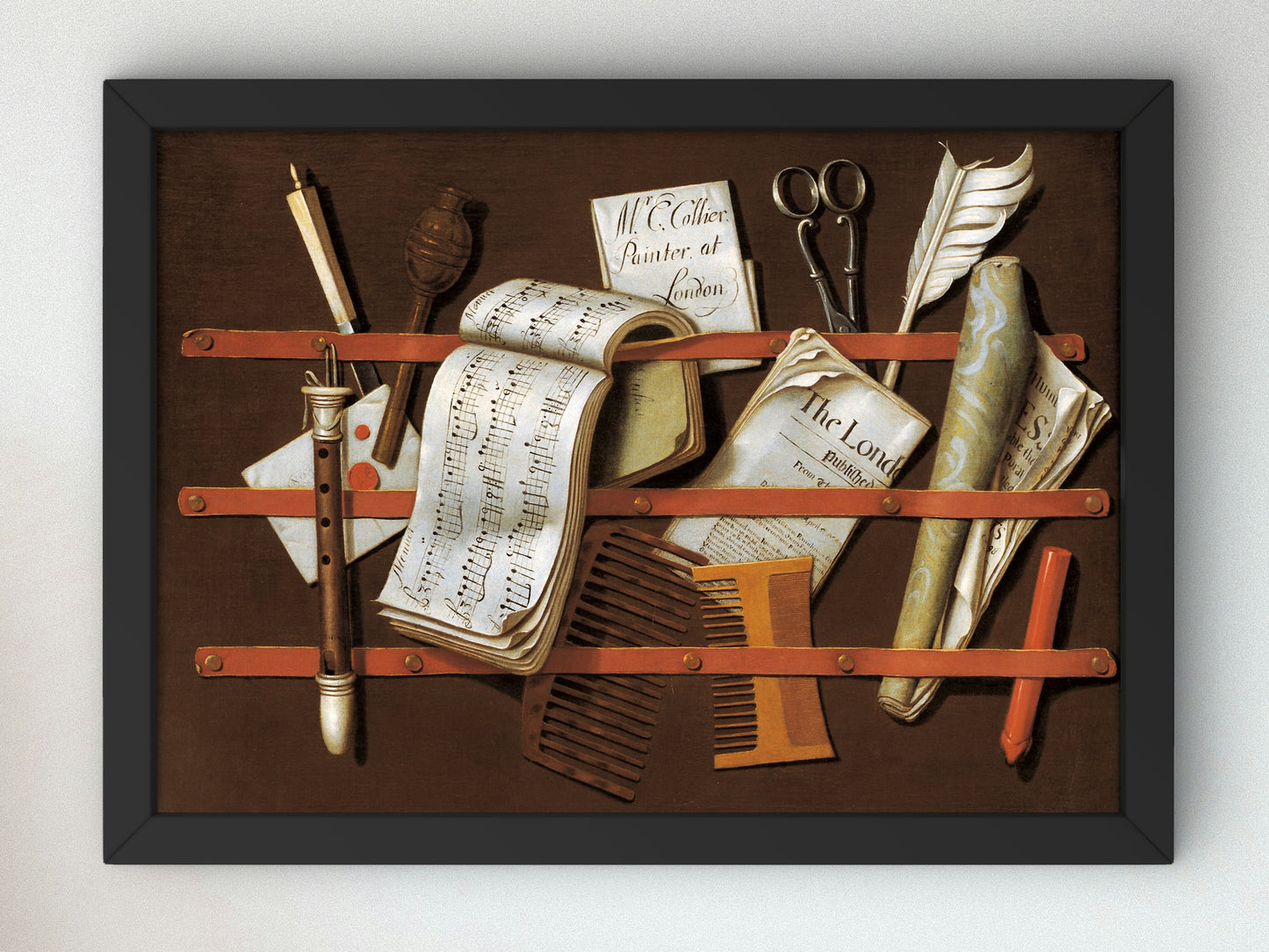 Letter Rack by Edwaert Collier 1698, Wall Art Print, Fine Art Reproduction, Museum Quality Decor, Poster