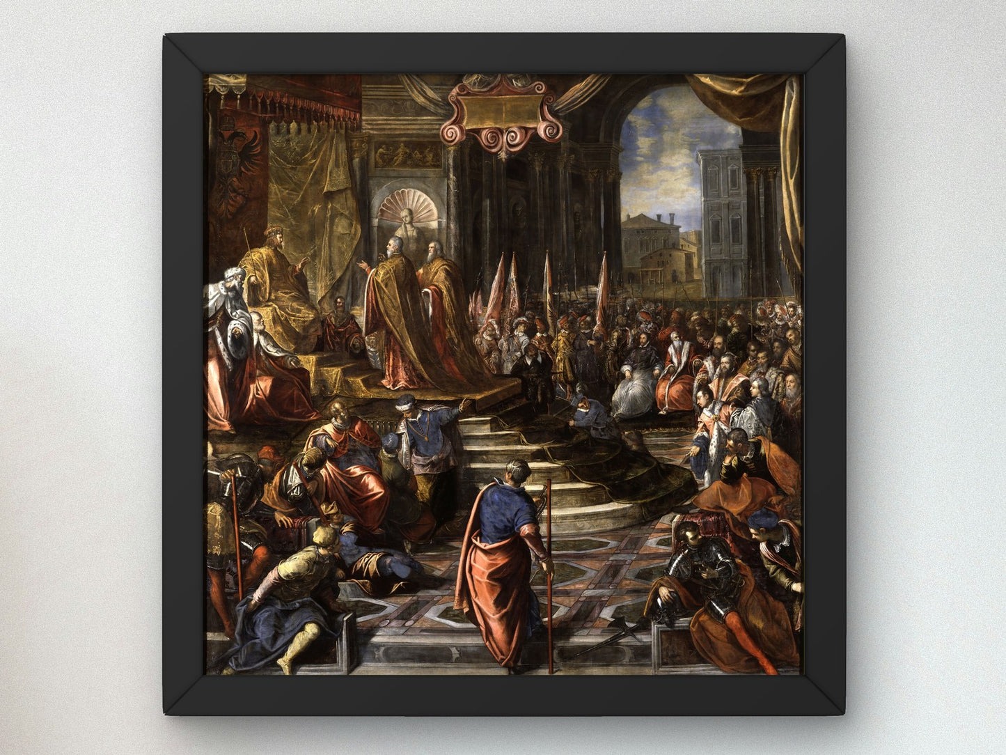 The Ambassadors of Doge Ziani Petition in Vain for Barbarossa to Make Peace with Alexander III by Domenico Tintoretto 1592, Wall Art Print