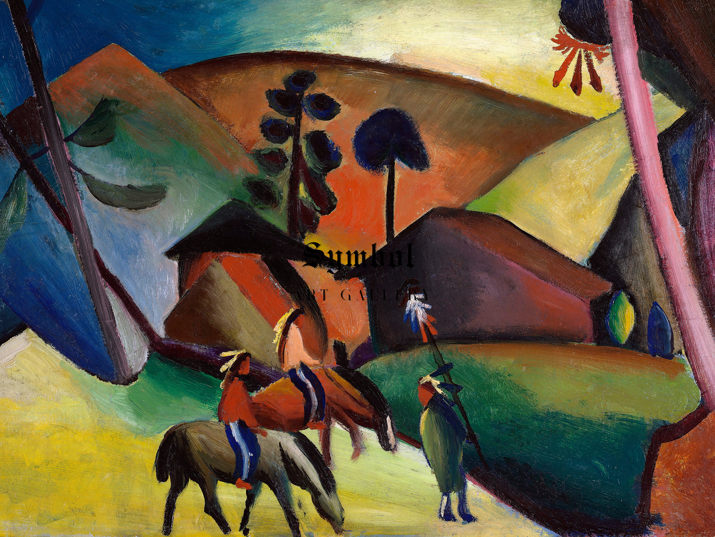 Indians on Horses by August Macke 1911, Wall Art Print, Fine Art Reproduction, Museum Quality Decor, Poster