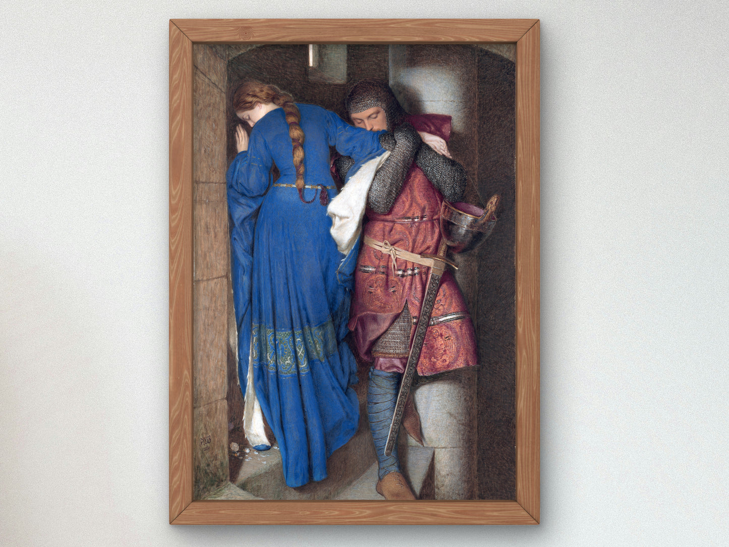 The Meeting on the Turret Stairs by Frederic William Burton 1864, Wall Art Print, Fine Art Reproduction, Museum Quality Decor, Poster