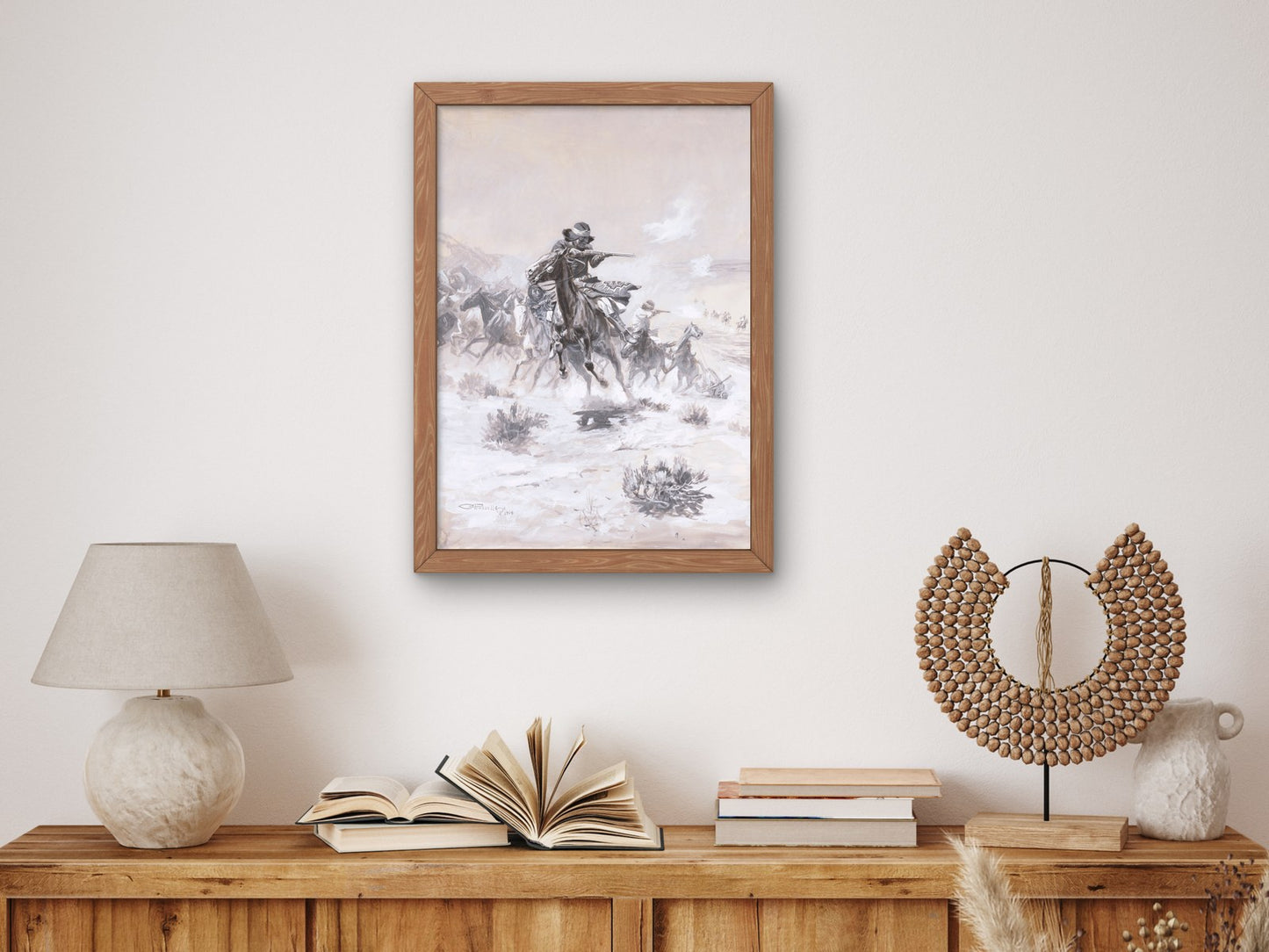 Navajo Indian Horse Thieves Hotly Pursued by Robbed Mexicans by Charles Marion Russell 1904, Wall Art Print, Fine Art Reproduction