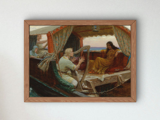 Tristram and Isolde by Edmund Blair Leighton 1902, Wall Art Print, Fine Art Reproduction, Museum Quality Decor, Poster