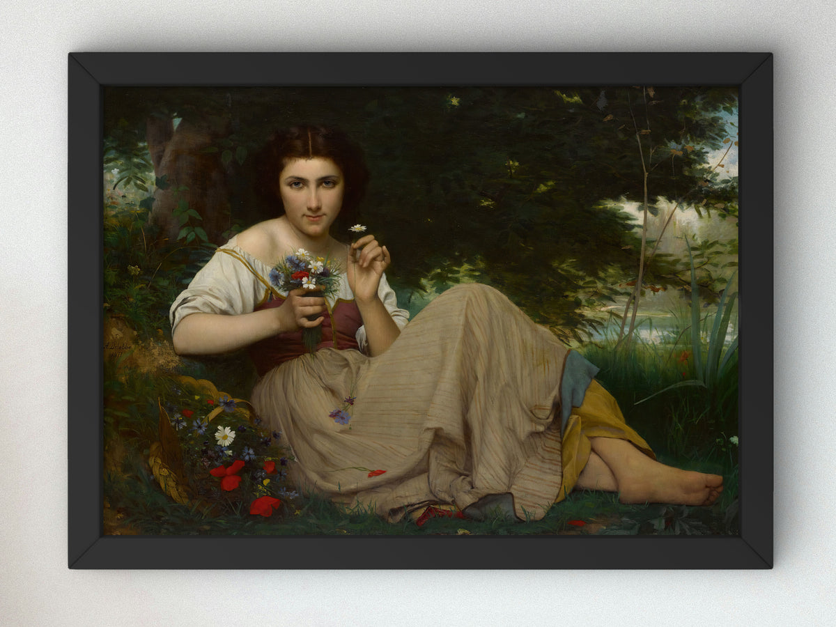 A Moment's Rest by François Alfred Delobbe 1871, Wall Art Print, Fine Art Reproduction, Museum Quality Decor, Poster