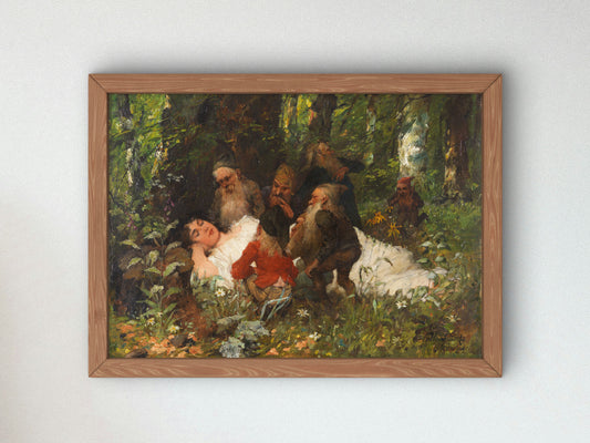 Snow White by Ferdinand Leeke 1890, Wall Art Print, Fine Art Reproduction, Museum Quality Decor, Poster