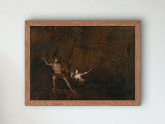 The Conflict Between Satan and Death by John Martin 1832, Wall Art Print, Fine Art Reproduction, Museum Quality Decor, Poster