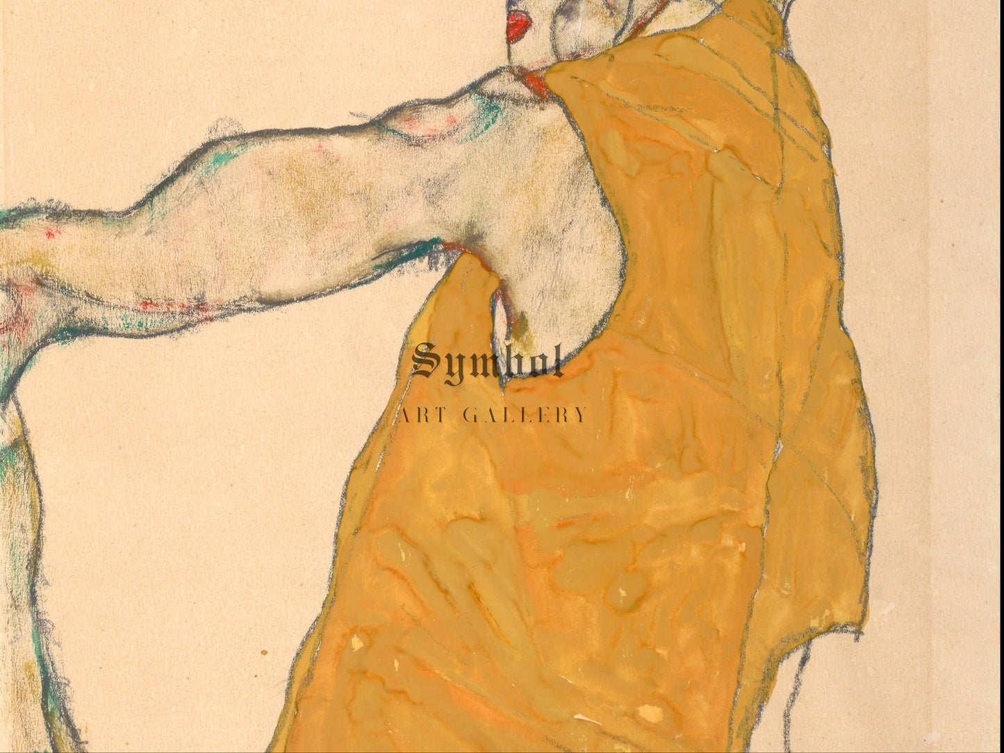 Self Portrait in Yellow Vest by Egon Schiele 1914, Wall Art Print, Fine Art Reproduction, Museum Quality Decor, Poster