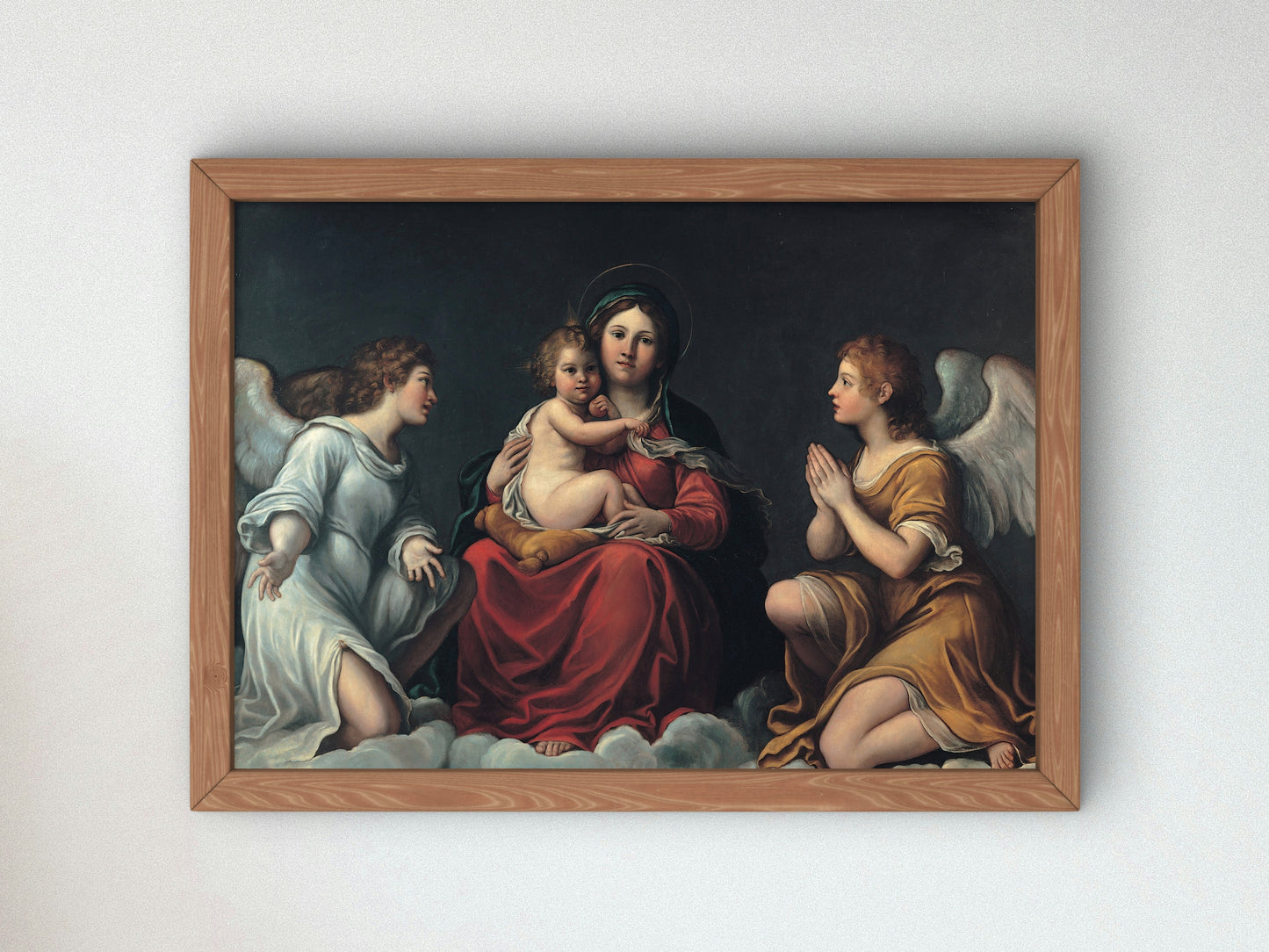 Madonna with the Child and Angels by Francesco Albani 1610, Wall Art Print, Fine Art Reproduction, Museum Quality Decor, Poster