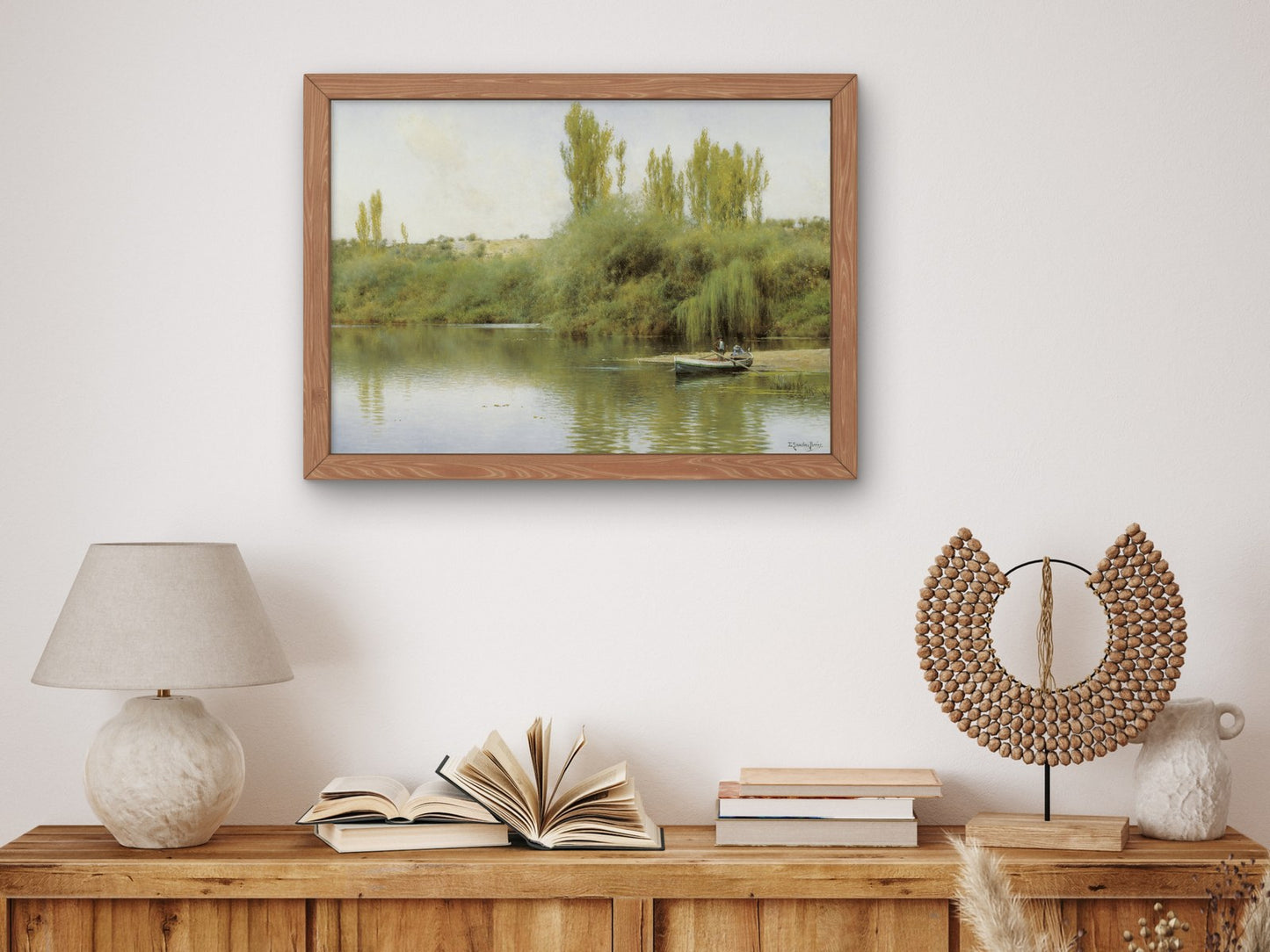 On the Banks of the Guadaíra with a Boat by Emilio Sánchez Perrier 1890, Wall Art Print, Fine Art Reproduction, Museum Quality Decor, Poster