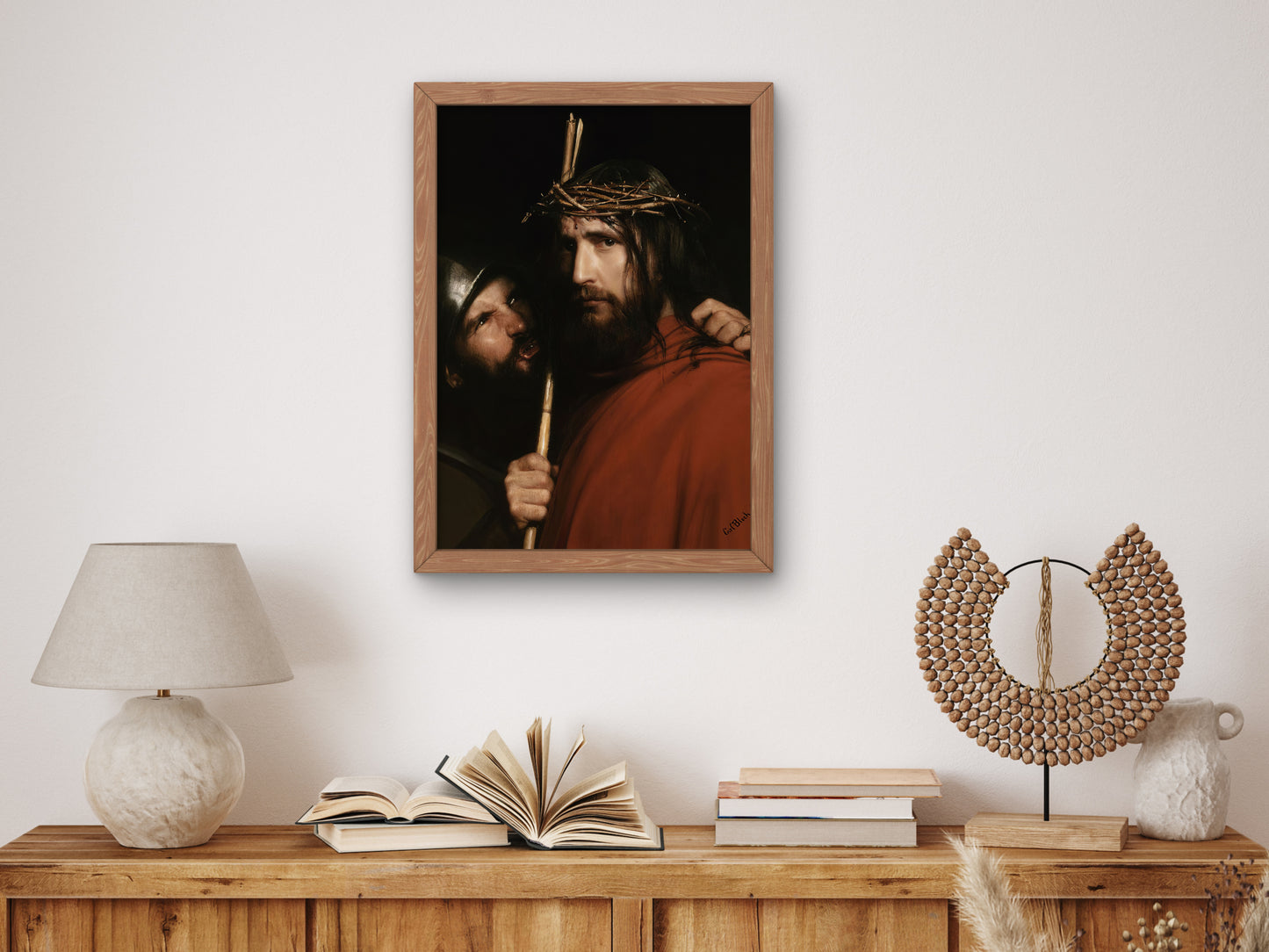 Christ with Mocking Soldier by Carl Bloch 1873, Wall Art Print, Fine Art Reproduction, Museum Quality Decor, Poster