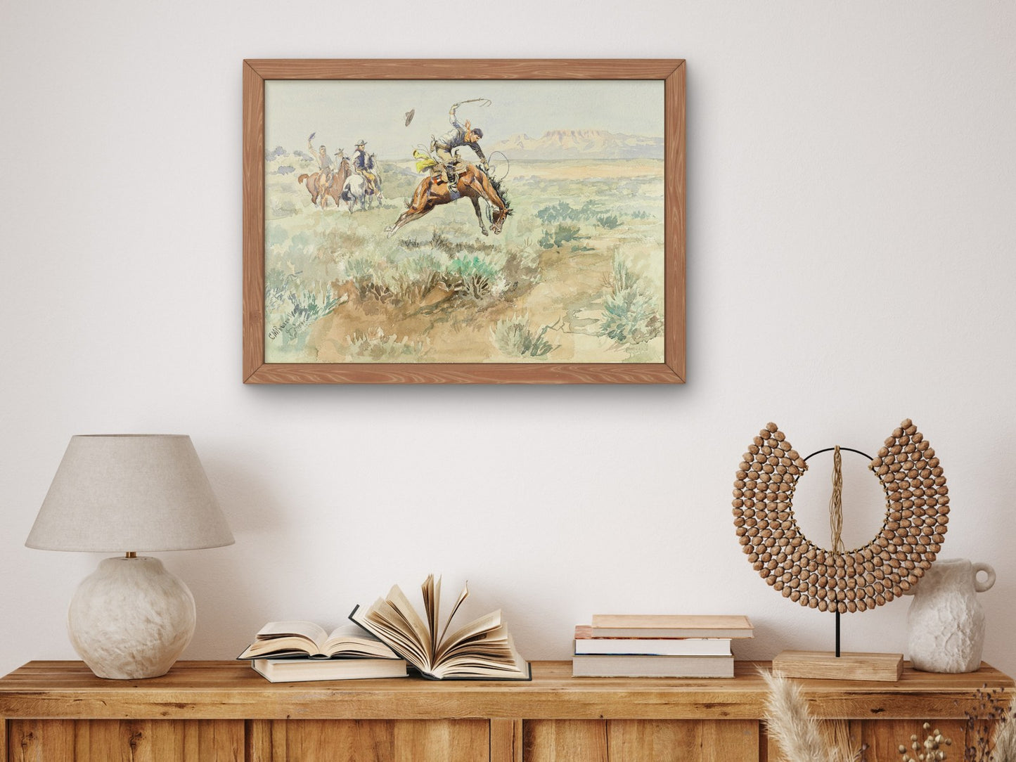 Bronco Busting by Charles Marion Russell 1895, Wall Art Print, Fine Art Reproduction, Museum Quality Decor, Poster