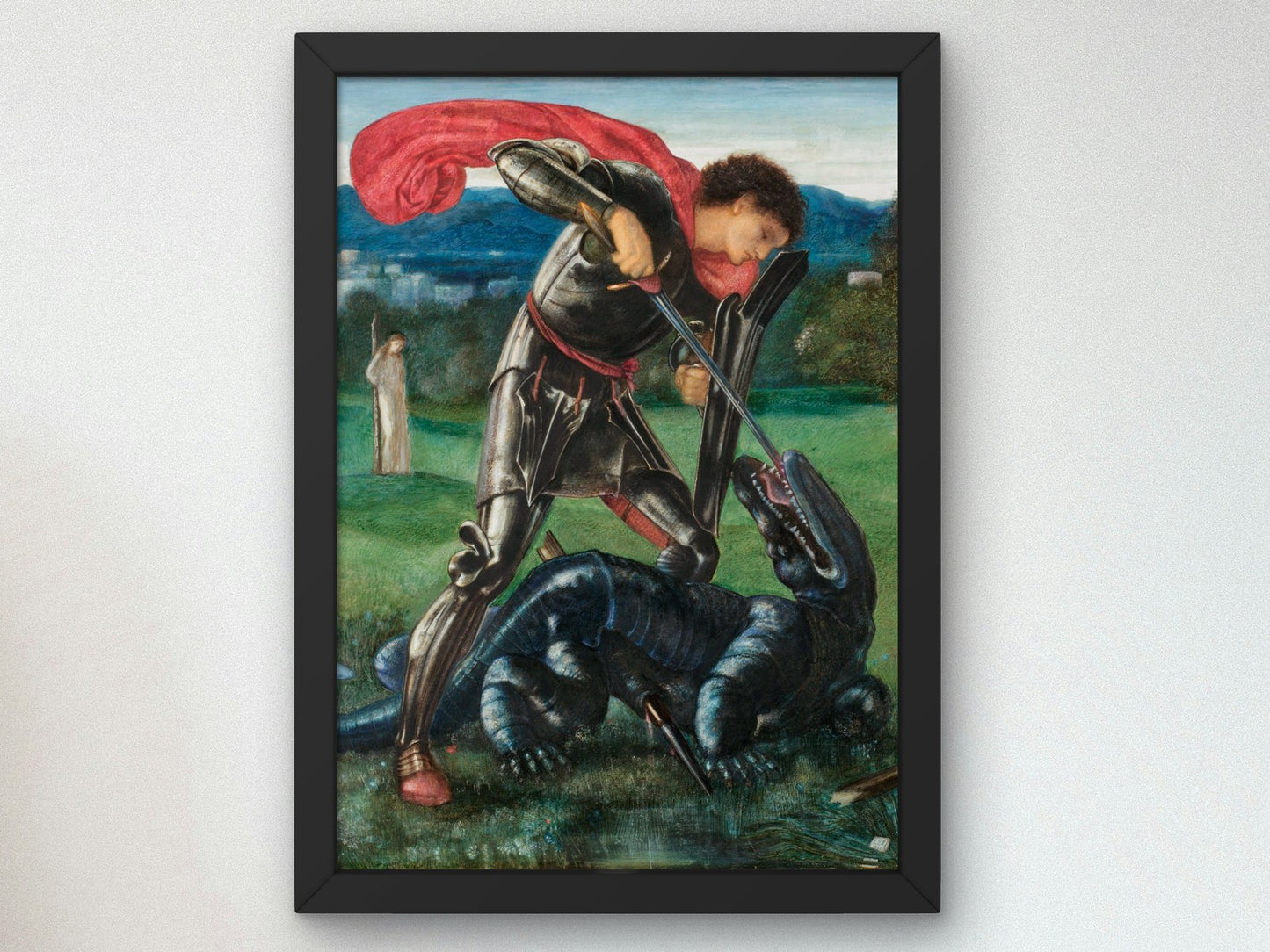 Saint George and the Dragon by Edward Burne Jones 1868, Wall Art Print, Fine Art Reproduction, Museum Quality Decor, Poster