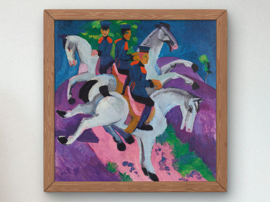 Mounted Artillerymen by Ernst Ludwig Kirchner 1915, Wall Art Print, Fine Art Reproduction, Museum Quality Decor, Poster